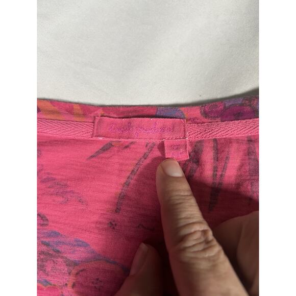 Fresh Produce Floral Tunic Blouse Womens Size 3X Pink Tropical Bright Colorful - Picture 3 of 9